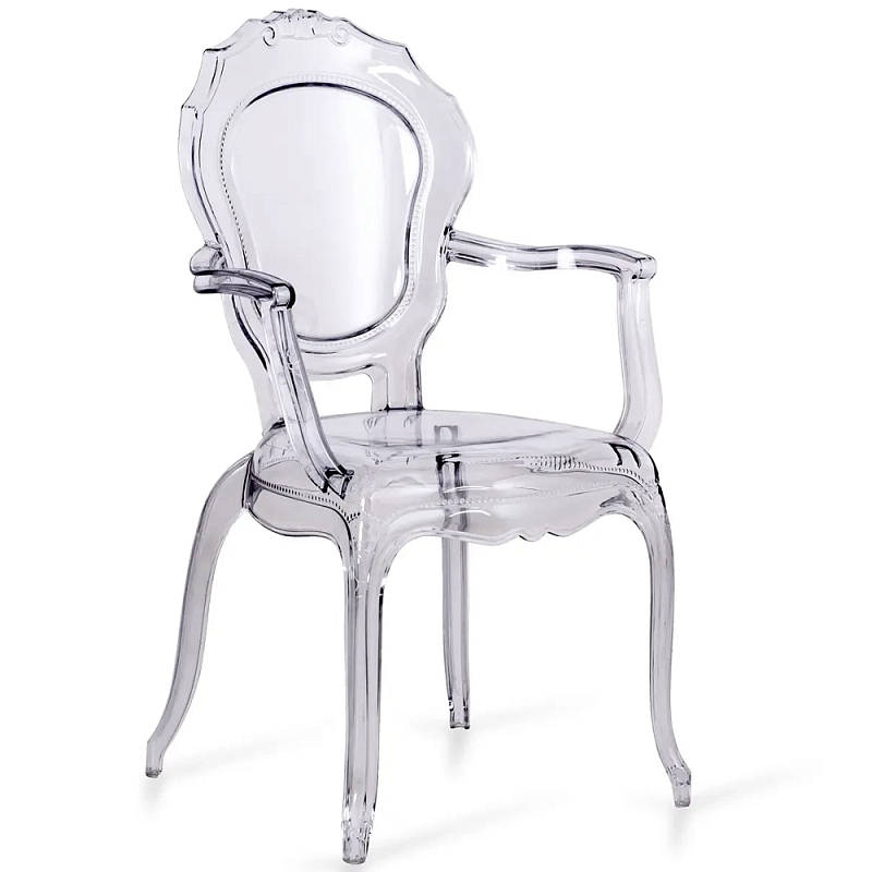 Прозрачный стул с подлокотниками LOUIS GHOST CHAIR Grey Серый в Перми | Loft Concept 