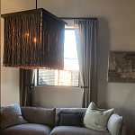 Люстра квадратная с бахромой и подвесом из деревянных бусин Psyche варинант исполнения - 3 | Loft Concept в Перми