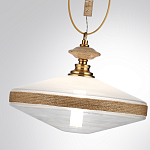 Подвесной светильник с плоским прозрачным плафоном и декоративной вставкой из текстурного камня Tectona  варинант исполнения - 6 | Loft Concept в Перми