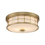 Потолочный светильник для ванных комнат цвета латунь в виде металлической клетки с геометрическими узорами Quoizel варинант исполнения - 1 | Loft Concept в Перми