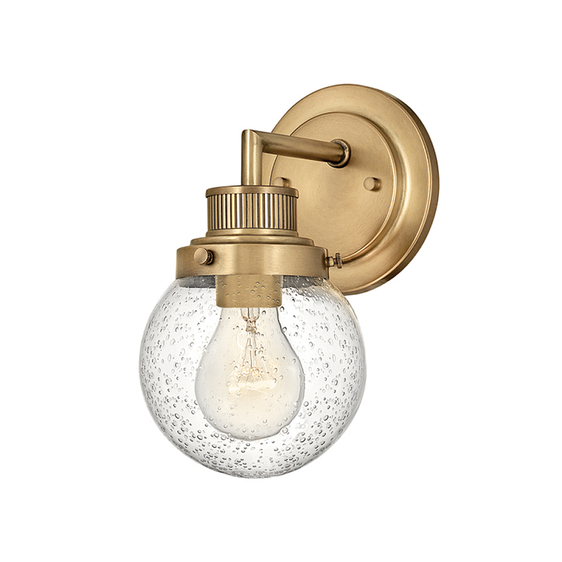 Бра для ванных комнат с прозрачным шарообразным плафоном из стекла с пузырьками на круглом основании Hinkley Хром Латунь Прозрачное Стекло в Перми | Loft Concept 