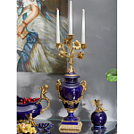 Подсвечник из темно-синего фарфора с бронзовыми элементами и цветами Eden Garden варинант исполнения - 4 | Loft Concept в Перми