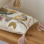 Чехол на подушку с кисточками и вышивкой птиц Ethnic mix Birds Rect варинант исполнения - 5 | Loft Concept в Перми