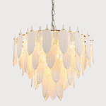Люстра с декором из рельефного стекла в виде перьев Abelia Feather Chandelier 12 варинант исполнения - 3 | Loft Concept в Перми