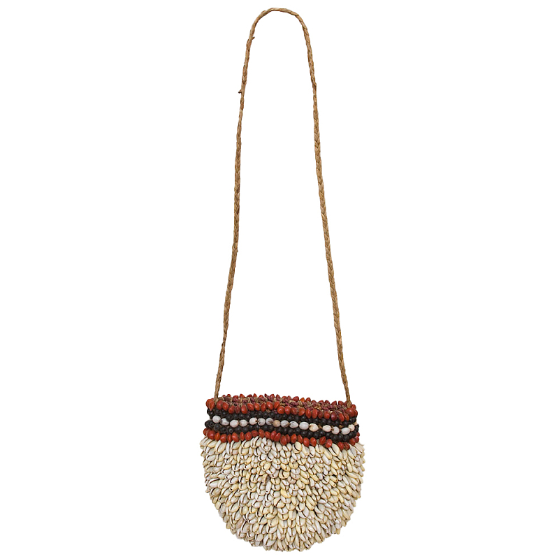 Декоративный аксессуар сумка из ракушек Aboriginal Bag Beige Red Бежевый Красный Черный в Перми | Loft Concept 