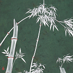 Обои ручная роспись Bamboo Argent on Edo Green painted silk варинант исполнения - 1 | Loft Concept в Перми