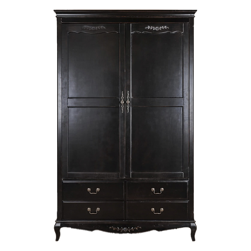 Шкаф черный с 4-мя ящиками и 2-мя дверцами в стиле Прованс Vintage Черный в Перми | Loft Concept 