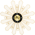 Часы настенные из металла в виде солнца с чёрным циферблатом Mirror Tower Clock варинант исполнения - 1 | Loft Concept в Перми