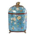 Ваза голубая с крышкой и цветочным узором Genuine Chinese Classics варинант исполнения - 1 | Loft Concept в Перми