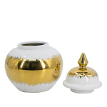 Ваза белая с крышкой и золотистыми фрагментами 24 см Chinoiserie Ceramics варинант исполнения - 2 | Loft Concept в Перми