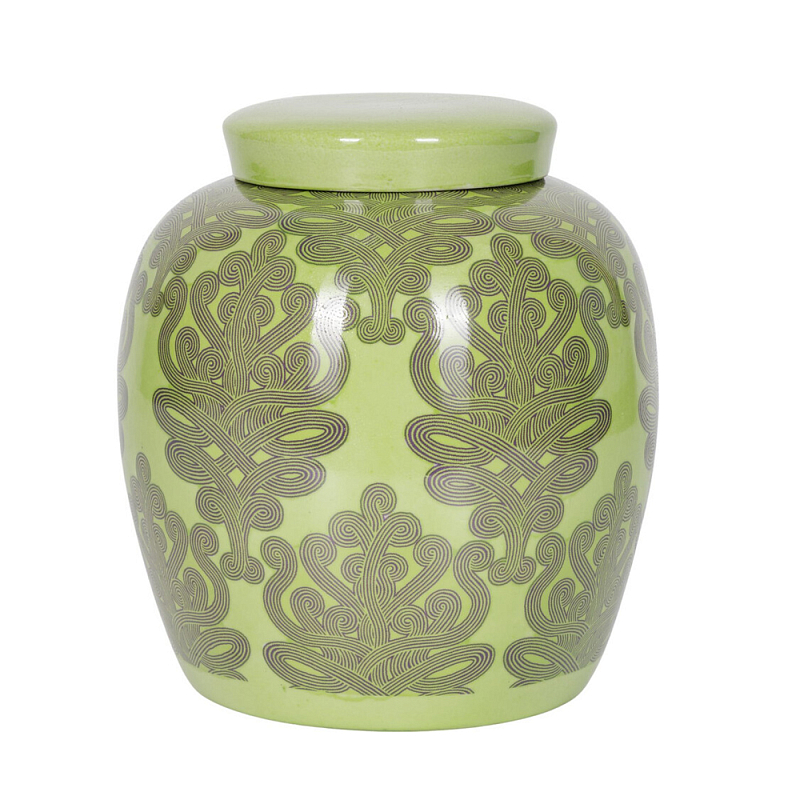 Банка с крышкой Porcelain Malachite Jar Зеленый в Перми | Loft Concept 