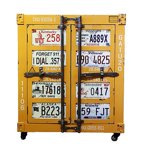 Желтая тумбочка контейнер Yellow nightstand vintage