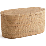 Плетеная овальная корзина с крышкой Shani Rattan Basket варинант исполнения - 1 | Loft Concept в Перми