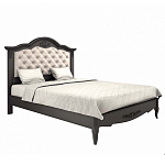 Кровать черная из массива бука с основанием и мягким изголовьем Black Provence варинант исполнения - 1 | Loft Concept в Перми