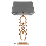 Настольная лампа на ажурном чугунном основании с тканевым серым абажуром Openwork Lamp варинант исполнения - 3 | Loft Concept в Перми