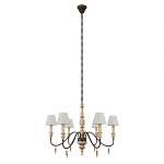 Люстра на металлическом основании с 6-ю белыми тканевыми абажурами Terrain варинант исполнения - 1 | Loft Concept в Перми