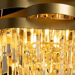 Люстра цвета матового золота с металлическими лентами и длинными прозрачными подвесками Gilded Waves варинант исполнения - 5 | Loft Concept в Перми