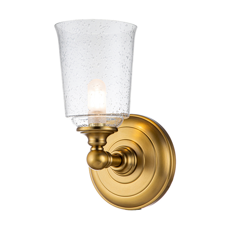 Бра для ванных комнат с прозрачным плафоном из стекла с пузырьками на основании цвета латунь Feiss Матовая латунь Прозрачное Стекло в Перми | Loft Concept 