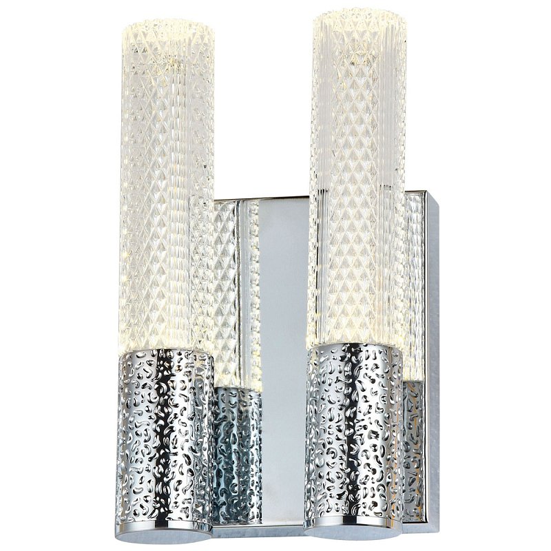 Бра с двумя плафонами Dew Drops Tube Duo Chrome Wall Lamp Прозрачный Хром Бра с двумя плафонами Dew Drops Tube Duo Chrome Wall Lamp Прозрачный Хром в Перми | Loft Concept