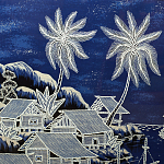 Картина ручная вышивка бисером Ночной пейзаж Night Boat Bay варинант исполнения - 3 | Loft Concept в Перми