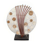 Настольная лампа из перламутра и дерева на подставке Indonesian Round Shell варинант исполнения - 3 | Loft Concept в Перми