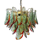 Люстра стеклянная с зелеными лепестками Green Leaf Fall варинант исполнения - 1 | Loft Concept в Перми