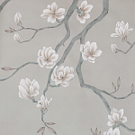Обои ручная роспись Magnolia Canopy Original Colourway on Oyster Shell metallic silk варинант исполнения - 1 | Loft Concept в Перми