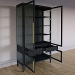 Витрина Primo со стеклянными фасадами и 2 ящиками Черный дуб варинант исполнения - 9 | Loft Concept в Перми