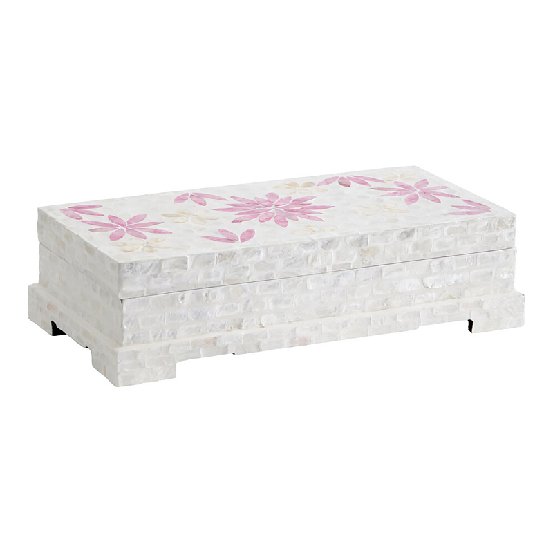 Шкатулка Oceane Bone Inlay White Белый Розовый Шкатулка Oceane Bone Inlay White Белый Розовый в Перми | Loft Concept