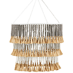 Люстра трехъярусная с декором из круглых деревянных бусин с кисточками Gray Brown Wooden Beads Chandelier варинант исполнения - 3 | Loft Concept в Перми