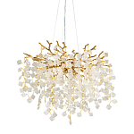 Люстра подвесная золотого цвета с декоративными ветвями и прозрачными рельефными подвесками FAIRYTREE Light варинант исполнения - 1 | Loft Concept в Перми
