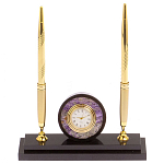 Часы настольные с двумя ручками из натурального камня Stone Clock варинант исполнения - 1 | Loft Concept в Перми