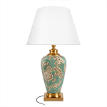 Настольная лампа бирюзовая с цветочным принтом Turquoise Flight варинант исполнения - 1 | Loft Concept в Перми