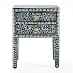 Тумбочка прикроватная White Pearl BEDSIDE CABINET 2 blue DRAWER варинант исполнения - 1 | Loft Concept в Перми