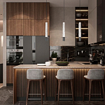 Подвесной светильник с узким цилиндрическим плафоном и черным металлическим декором Concrete Pipe варинант исполнения - 14 | Loft Concept в Перми