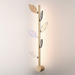 Бра с золотистой вертикальной трубкой и декоративными прозрачными листьями из стекла Sylva  варинант исполнения - 3 | Loft Concept в Перми