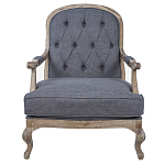 Кресло с пуфом с мягкой обивкой из льна Edward Armchair grey варинант исполнения - 1 | Loft Concept в Перми