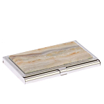 Визитница карманная металлическая с накладкой из натурального камня Агат Stone Business Card Holders  варинант исполнения - 2 | Loft Concept в Перми