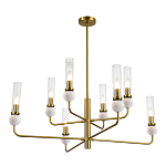 Люстра с 8-ю плафонами в форме стеклянных трубок и мраморных декоративных элементов Montreal варинант исполнения - 9 | Loft Concept в Перми