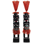 Комплект из 2-х деревянных статуэток Asmat Red Straw Headdress Statuettes варинант исполнения - 1 | Loft Concept в Перми