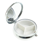 Таблетница карманная круглая с 3-мя отделениями с зеркалом и накладкой из натурального камня Жадеит Silver Stone Pillboxes варинант исполнения - 2 | Loft Concept в Перми