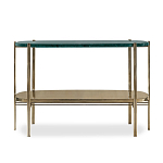 Консоль овальной формы золотая с полкой для хранения Craig варинант исполнения - 1 | Loft Concept в Перми