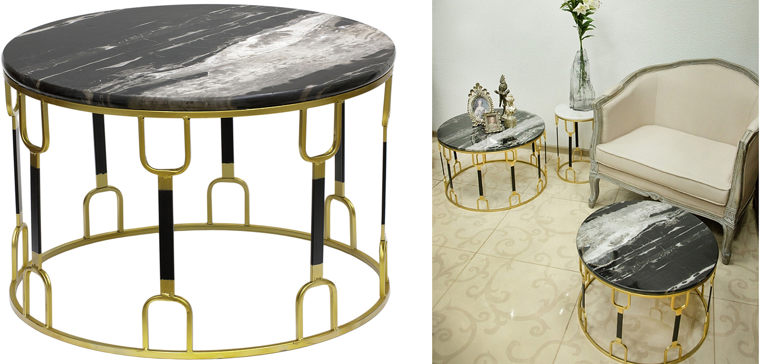 Приставной стол Dorius Side Table black marble Приставной стол Dorius Side Table black marble - Loft-Concept в Перми