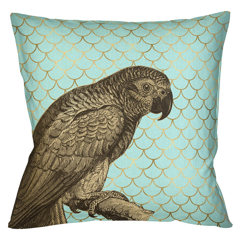 Подушка Safari light blue parrot Бирюзовый Глянцевое золото Подушка Safari light blue parrot Бирюзовый Глянцевое золото в Перми | Loft Concept