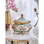 Шкатулка с крышкой из голубого фарфора с риунком птиц и цветов Blue Garden варинант исполнения - 3 | Loft Concept в Перми