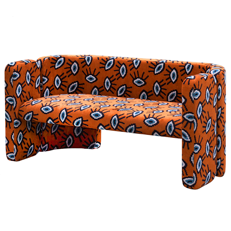 Акцентный Двухместный Диван Leela Оранжевый Орнамент Оранжевый в Перми | Loft Concept 