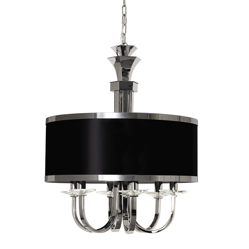 Люстра подвесная круглая с черным абажуром и чашей крепления в форме многогранника Natural Concepts Хром Сталь Золотой в Перми | Loft Concept 