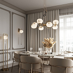 Подвесной светильник с шарообразным плафоном из белого стекла с подвеской из камня и кисточкой Agatelle варинант исполнения - 5 | Loft Concept в Перми