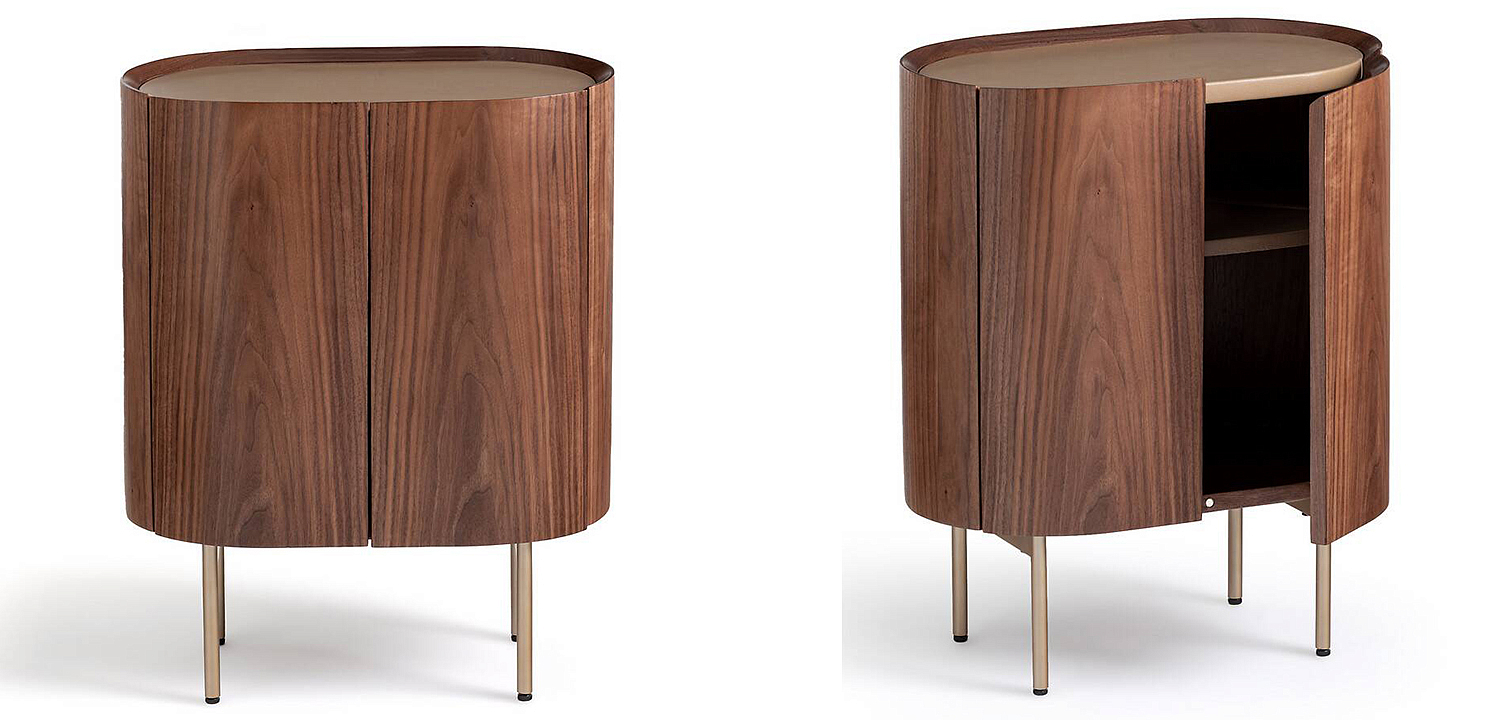 Тумба округлой формы Walnut and Leather массив ореха и столешница из натуральной кожи Тумба округлой формы Walnut and Leather массив ореха и столешница из натуральной кожи - Loft-Concept в Перми