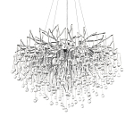 Люстра подвесная с прозрачными стеклянными подвесками в форме капель Диаметр 80 см Droplet Chandelier варинант исполнения - 7 | Loft Concept в Перми